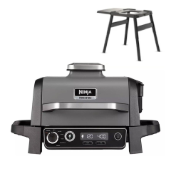 Ninja OG701UK1 Woodfire Electric BBQ Grill & Smoker with BBQ Stand Kit - Black