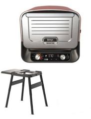 Ninja OO101UK Woodfire Outdoor Oven, Artisan Pizza Maker and BBQ Smoker - Terracotta/Steel WITH FREE STAND
