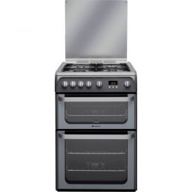 Hotpoint HUG61G Gas Double Oven Cooker-60cm-Graphite